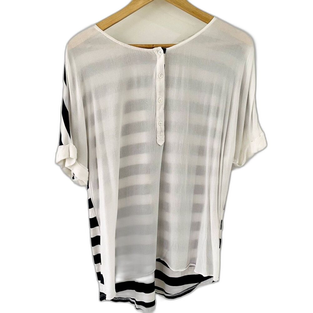 Ella Moss Blue & White Striped Tee Blouse L
